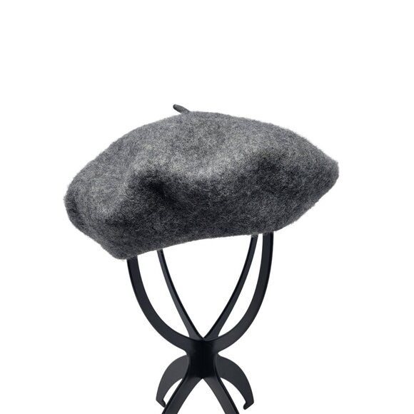 Unisex Classic Heather Gray Wool Beret Hat French-Chic Artsy Dark Academia - Picture 1 of 8